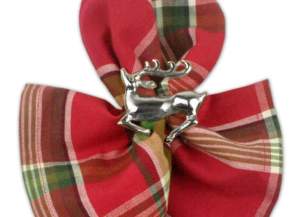 DII Christmas Thanksgiving Holiday Tabletop Décor Collection Decorative Napkin Ring Holder Set, 2.5" Diameter, Silver Reindeer, 6 Piece