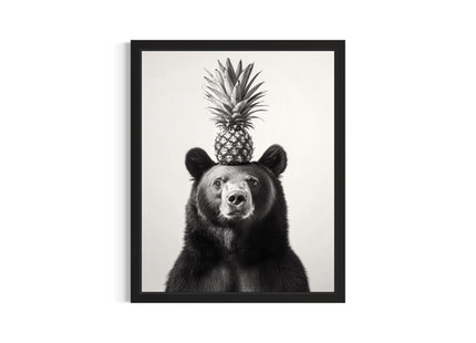 aj decor Bear Kitchen Unframed Wall Art Print Poster, Black and White Animal Dining Room Restaurant Chef Farmhouse Food Painting 226 (Bear, 24 x 36 inches, Unframed)
