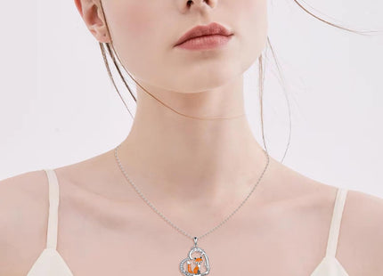 HUKKUN Fox Necklace Sterling Silver Heart Animal Necklace Fox Jewelry Gifts for Women Animal Lover