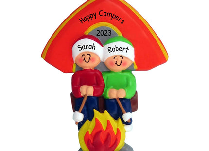 Personalized Our First Christmas Ornament 2026, Camping Couple Campfire