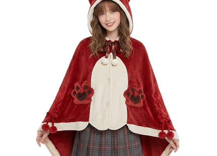 Cute Fox Blanket Hoodie, Wearable Blanket Adult for Halloween Cosplay, Soft Hooded Fox Cape for Women (Red Fox)