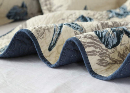 ABREEZE Nautical Theme Quilt Set with Shams Cotton Beach Bedspreads King Coastal Navy Coverlet, Sea Shell Conch Coral Starfish Oversized Quilt