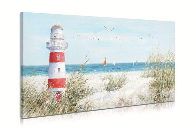 Lighthouse Canvas Wall Art for Home Bathroom Lighthouse Art Seagull Themed Boat Wall Coastal Wall Decor Large Framed for Living Room Easy to Hang 40''X20''