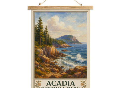 MIDEFINCH Acadia National Park Vintage Linen Canvas Poster