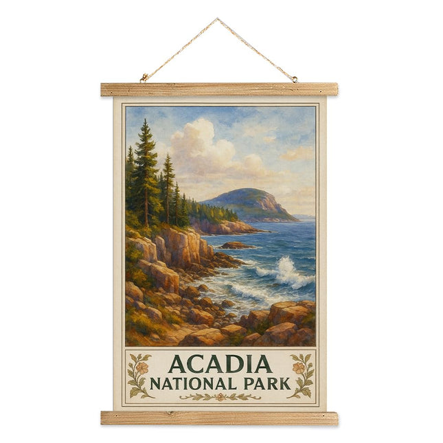 MIDEFINCH Acadia National Park Vintage Linen Canvas Poster