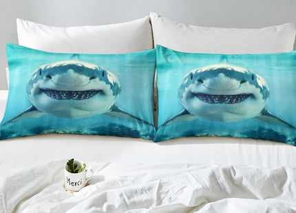 Shark Pattern Bedding Set Twin Size for Kids Boys Bedroom,Sea Animals Bed Duvet Cover Set,Shark Fish Print Comforter Cover Hawaiian Beach Decor 2 Pieces 1 Duvet Cover with 1 Pillowcase（No Comforter）