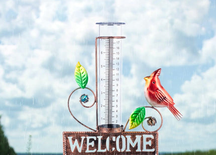 Stargarden Rain Gauge Outdoor, Metal Cardinal Rain Gauge