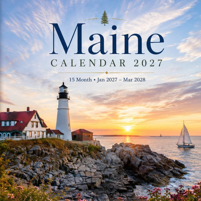Maine calendar 2027: 15-Month Planner | Scenic Coastal & Nature Photography Organizer