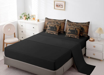Erosebridal Farmhouse Black Bear Twin Comforter Set with Sheets 7 Piece Rustic Camo Bed in A Bag Country Cabin Lodge Bedding Sets for Kids Adults,Woodland Animal Bed Set