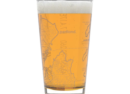 Well Told Engraved Portland Maine Map Pint Glass, Etched Beer Gift (16 oz, Clear) City Map Pint, Custom City Glassware, Gifts For Beer Lovers