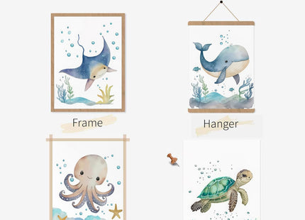 Wodkwq 6 Pcs Ocean Theme Wall Art for Kids Room,Coastal Nursery Decor,Blue Starfish Shell Pictures Boho Sailboat Canvas Painting Modern Beach Prints Wall Decor for Bedroom Bathroom 8x10in Unframed