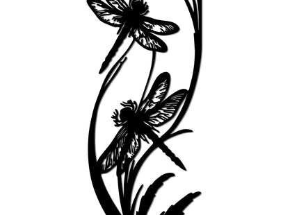 JEWLOVE Dragonfly Wall Art, Botanical Metal Garden Decor