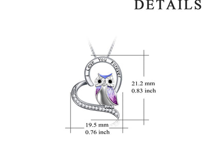 YFN Owl Necklace Sterling Silver I Love You Forever Heart Owl Gifts for Women