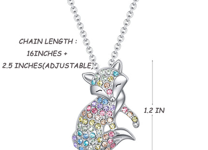 SUMFAN Fox Necklace for Girls Women,Fox Gifts for Girls Rainbow Fox Pendant Jewelry Valentine's Day,Birthday,Christmas,Back to School Gifts for Girls (Fox Necklace)