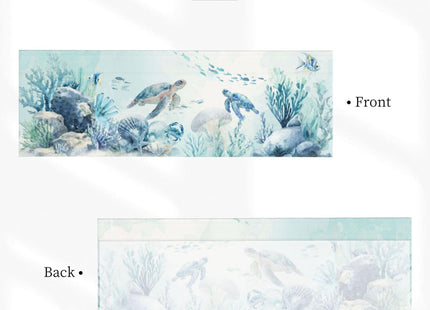 Kapok Quadrant Coastal Valance for Windows - Blue Sea Turtle Valance Curtain 54"x18" Short Curtain Window Treatment for Kitchen Living Room Bathroom Bedroom