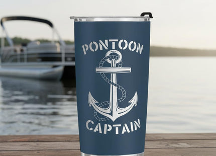 FROOBLEQUIRK Pontoon Captain 20 oz Tumbler – Funny Boating & Lake Life Drinkware, Gift for Boat Owners & Pontoon Lovers, Nautical Stainless Steel Insulated Cup