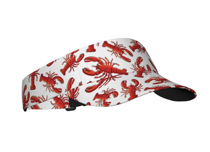 Red Lobster Lobsters Crayfish Sports Sun Visor Hats Adjustable Men Women Lightweight Packable Cooling Empty Top Visor Hat for Running, Tennis, Golf