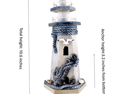 Chaomian Home Ornaments Anchor Wooden Lighthouse 10.6" High Nautical Themed Rooms Lighthouse