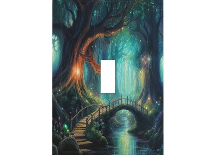 Decorative Art Light Switch Covers Enchanted Forest Single Toggle Wall Plate Decorative Switchcover Electrical Switchplate for Home Decor