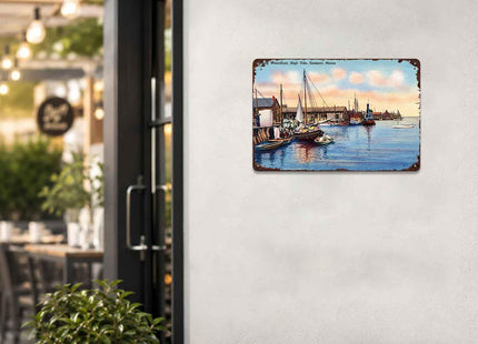 Eastport Maine Waterfront Vintage Metal Wall Art Signs 8X12 Inch