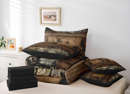 Erosebridal 7 Pieces Camo Deer Comforter Set for Kids Teens Adults