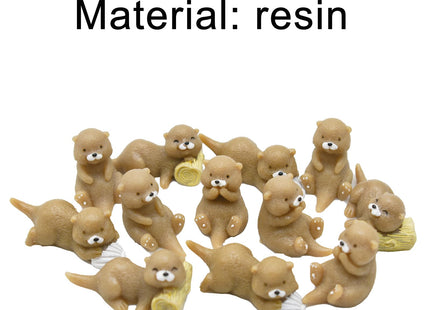 Pinenjoy 12Pcs Miniature Otter Figurines 1inch Mini Resin Sea Otter Figures