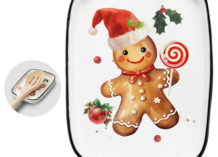 Teenyyou Christmas Ceramic Spoon Rest 5.8" Gingerbread Utensil Holder