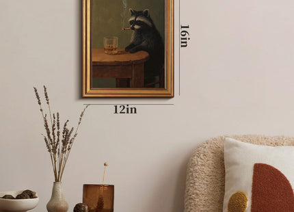 Vintage Gold Framed Raccoon Wall Art Moody Raccoon Canvas Prints