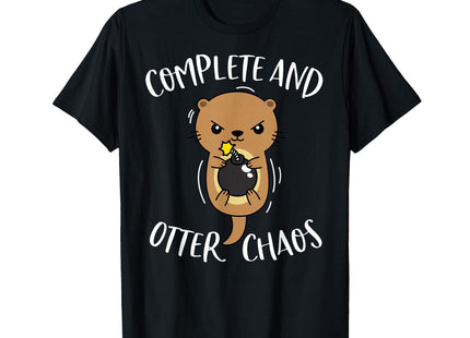 Complete and Otter Chaos Funny Cute Sea Otter Pun T-Shirt, Men, Black, 3X-Large