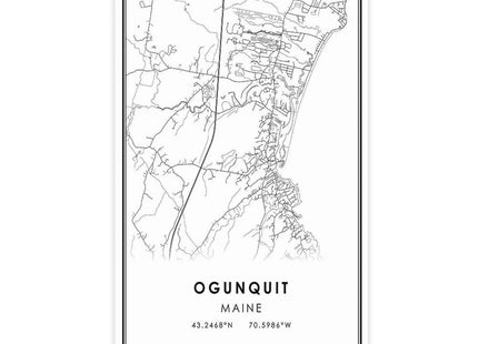 ZCXH Ogunquit Maine Map Canvas Poster Bedroom Decor Landscape Office Room Decor Gift Unframe-style08x12inch(20x30cm)