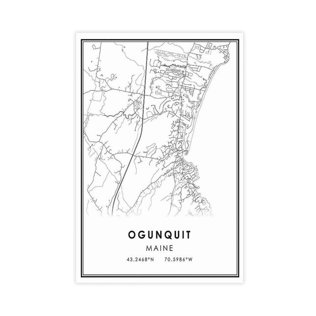 ZCXH Ogunquit Maine Map Canvas Poster Bedroom Decor Landscape Office Room Decor Gift Unframe-style08x12inch(20x30cm)