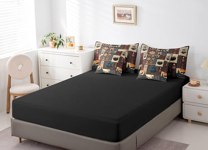 Erosebridal Bohemian Deer 7 Piece Bedding Sets Queen Bear Wildlife Hunting Theme Comforter Set Cabin Decor Buffalo Plaid Grid Bed in a Bag for Teens Retro Boho Xmas Pine Tree Sheets Geometric Quilt