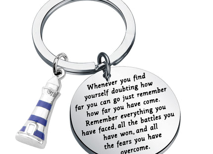 TIIMG Lighthouse Motivational Gifts Nautical Lighthouse Keychain Prayer Religious Christian Gifts (Lighthouse whenever)