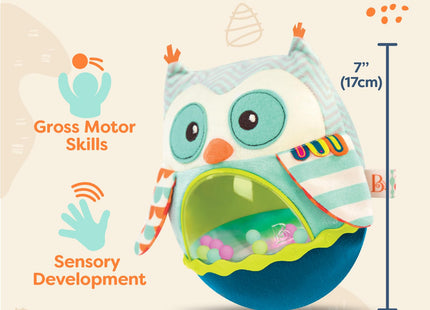 B. toys Owl Be Back Baby Musical Toy, Wobbling Sensory Owl Toy, Softtoys