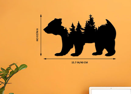 Resama Metal Wall Art Forest Modern Pine Tree Animal Bear Rustic Art Decor