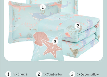 Full Size Comforter Sets for Girls -4 Pieces Ocean Bedding Full Bedding Set