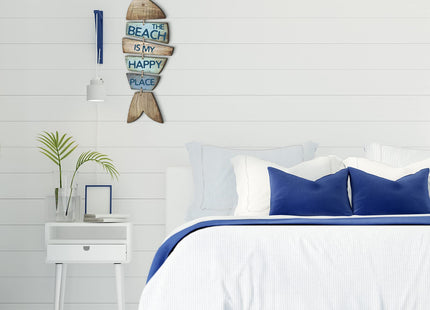 Qunclay Beach Wall Decor Wooden Beach Decoration for Home Coastal Fish Sign
