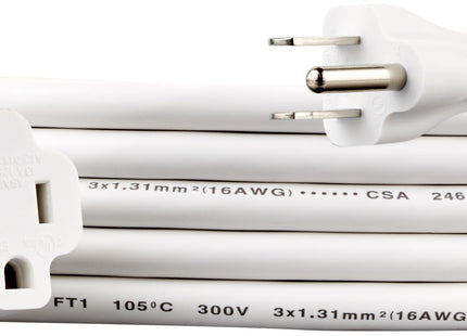 Amazon Basics Extension Cord, 10 Ft, 3-Prong Outlet Extender, Indoor Use, 13 Amps, 125V, White