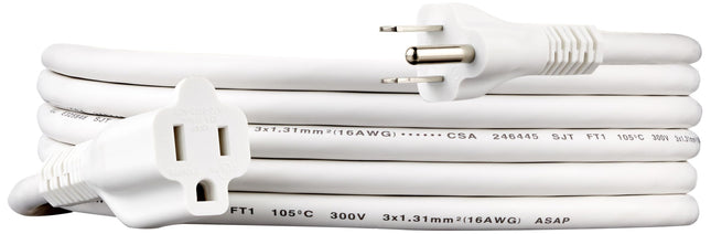 Amazon Basics Extension Cord, 10 Ft, 3-Prong Outlet Extender, Indoor Use, 13 Amps, 125V, White