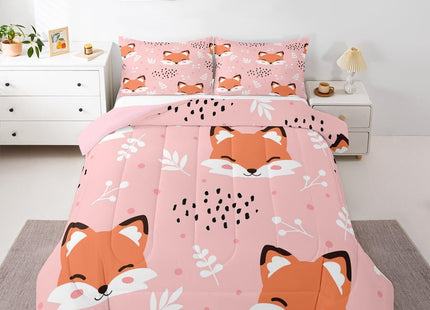 Feelyou Cartoon Fox Bedding Set Cute Fox Printed Comforter Set Nature