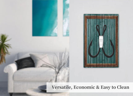 Turquoise Blue Anchor Hooks Wood Board 1 Gang Light Switch Covers Decorative Unique Single Toggle Wall Plate Switchcover Electrical Switchplate for Farmhouse Bathroom Bedroom Decor