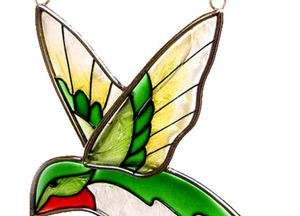 Hummingbird Stained Glass Suncatcher, Ruby-Throated Window Hanging