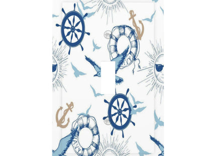 Rougui Light Switch Covers 1 Toggle Nautical Seabirds Hoods Anchor Abstract Sun Single Toggle Wall Plate Decorative Switchcover Electrical Switchplate For Country Bathroom Bedroom Decor