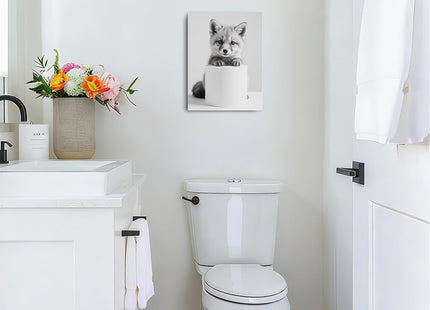 TBT Funny Fox Canvas Wall Art, Fox with Toilet Paper Wall Decor