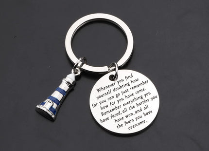 TIIMG Lighthouse Motivational Gifts Nautical Lighthouse Keychain Prayer Religious Christian Gifts (Lighthouse whenever)