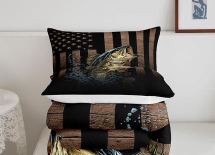 Feelyou American Flag Fishing Hunting Comforter Set Full Size Kids Boys