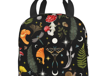 Siiuuol Wild Forest Mushrooms Moth Moon Insulated Lunch Bag