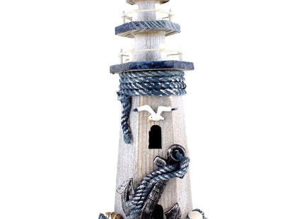 Chaomian Home Ornaments Anchor Wooden Lighthouse 10.6" High Nautical Themed Rooms Lighthouse