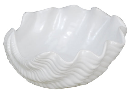 DDR Clam Shell Shaped White Serving Bowl 7 Inches Ceramic