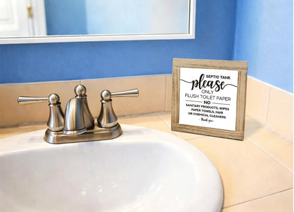 Septic Tank Sign – Please Only Flush Toilet Paper Bathroom Wood Sign, Funny Bathroom Rules Decor for Home, RV, Cabin, Farmhouse Bathroom Decoration